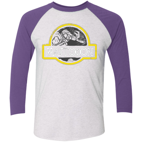T-Shirts Heather White/Purple Rush / X-Small Jurassic Power Black Men's Triblend 3/4 Sleeve