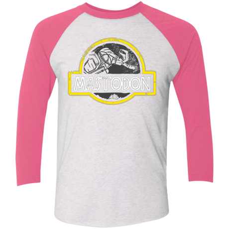T-Shirts Heather White/Vintage Pink / X-Small Jurassic Power Black Men's Triblend 3/4 Sleeve
