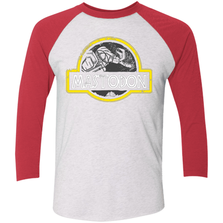 T-Shirts Heather White/Vintage Red / X-Small Jurassic Power Black Men's Triblend 3/4 Sleeve