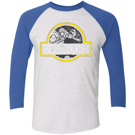 T-Shirts Heather White/Vintage Royal / X-Small Jurassic Power Black Men's Triblend 3/4 Sleeve