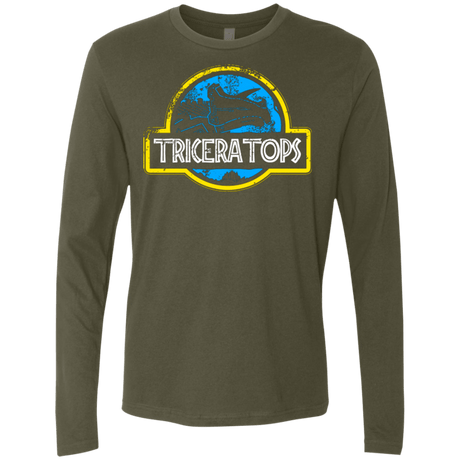T-Shirts Military Green / Small Jurassic Power Blue Men's Premium Long Sleeve