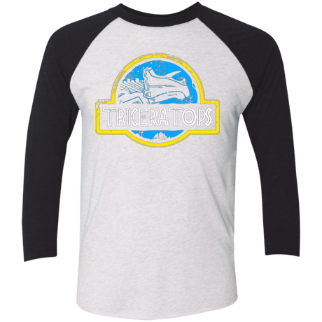 T-Shirts Heather White/Vintage Black / X-Small Jurassic Power Blue Men's Triblend 3/4 Sleeve