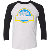 T-Shirts Heather White/Vintage Black / X-Small Jurassic Power Blue Men's Triblend 3/4 Sleeve
