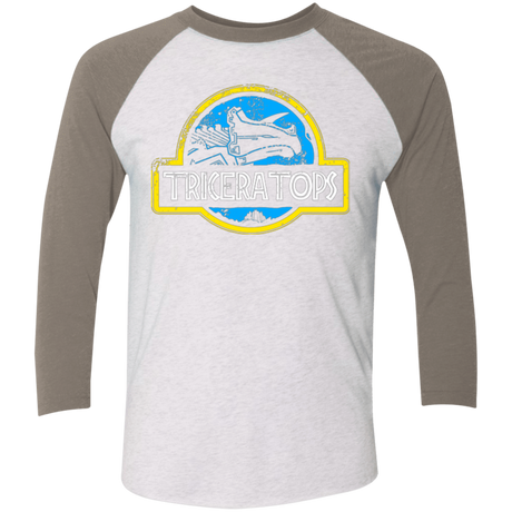 T-Shirts Heather White/Vintage Grey / X-Small Jurassic Power Blue Men's Triblend 3/4 Sleeve