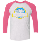 T-Shirts Heather White/Vintage Pink / X-Small Jurassic Power Blue Men's Triblend 3/4 Sleeve