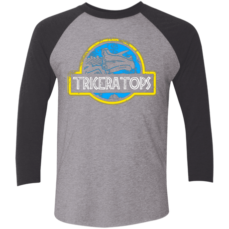T-Shirts Premium Heather/ Vintage Black / X-Small Jurassic Power Blue Men's Triblend 3/4 Sleeve