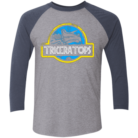 T-Shirts Premium Heather/ Vintage Navy / X-Small Jurassic Power Blue Men's Triblend 3/4 Sleeve