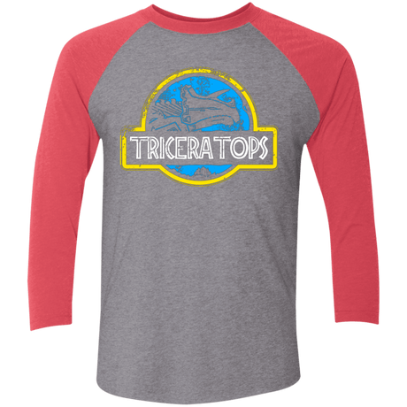 T-Shirts Premium Heather/ Vintage Red / X-Small Jurassic Power Blue Men's Triblend 3/4 Sleeve