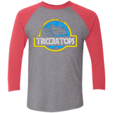 T-Shirts Premium Heather/ Vintage Red / X-Small Jurassic Power Blue Men's Triblend 3/4 Sleeve