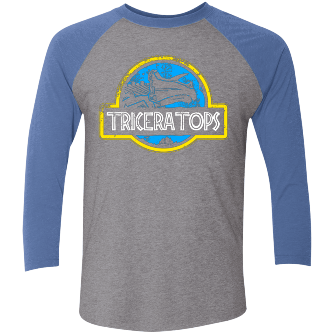 T-Shirts Premium Heather/ Vintage Royal / X-Small Jurassic Power Blue Men's Triblend 3/4 Sleeve
