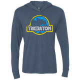 T-Shirts Indigo / X-Small Jurassic Power Blue Triblend Long Sleeve Hoodie Tee