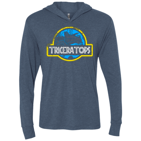 T-Shirts Indigo / X-Small Jurassic Power Blue Triblend Long Sleeve Hoodie Tee