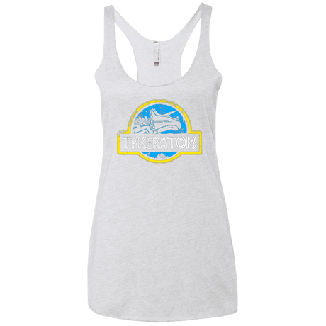 T-Shirts Heather White / X-Small Jurassic Power Blue Women's Triblend Racerback Tank