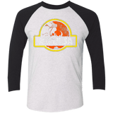 T-Shirts Heather White/Vintage Black / X-Small Jurassic Power Evil Men's Triblend 3/4 Sleeve