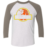 T-Shirts Heather White/Vintage Grey / X-Small Jurassic Power Evil Men's Triblend 3/4 Sleeve