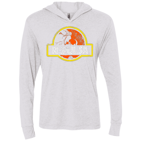 T-Shirts Heather White / X-Small Jurassic Power Evil Triblend Long Sleeve Hoodie Tee