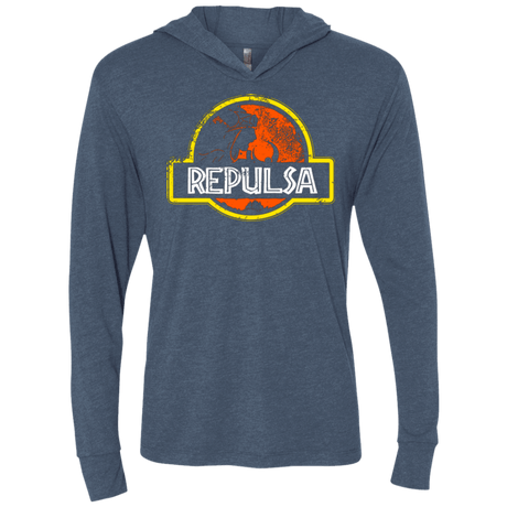 T-Shirts Indigo / X-Small Jurassic Power Evil Triblend Long Sleeve Hoodie Tee