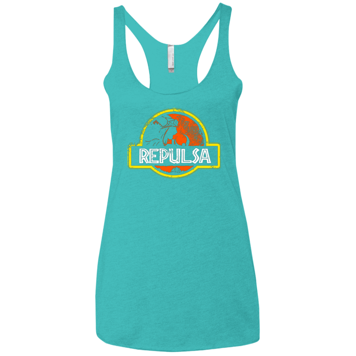 T-Shirts Tahiti Blue / X-Small Jurassic Power Evil Women's Triblend Racerback Tank