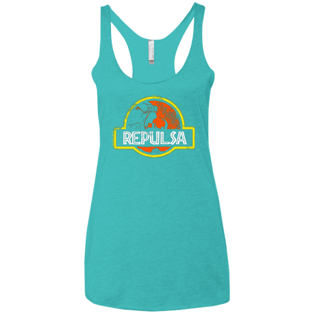 T-Shirts Tahiti Blue / X-Small Jurassic Power Evil Women's Triblend Racerback Tank