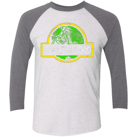 T-Shirts Heather White/Premium Heather / X-Small Jurassic Power Green Men's Triblend 3/4 Sleeve