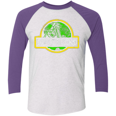 T-Shirts Heather White/Purple Rush / X-Small Jurassic Power Green Men's Triblend 3/4 Sleeve
