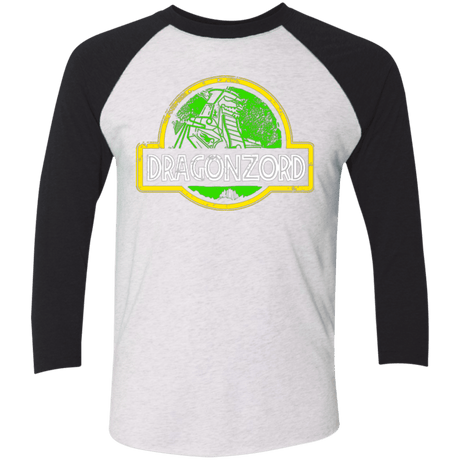 T-Shirts Heather White/Vintage Black / X-Small Jurassic Power Green Men's Triblend 3/4 Sleeve