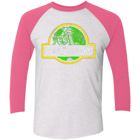 T-Shirts Heather White/Vintage Pink / X-Small Jurassic Power Green Men's Triblend 3/4 Sleeve