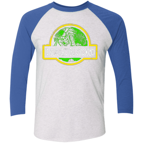T-Shirts Heather White/Vintage Royal / X-Small Jurassic Power Green Men's Triblend 3/4 Sleeve