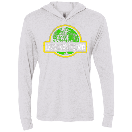 T-Shirts Heather White / X-Small Jurassic Power Green Triblend Long Sleeve Hoodie Tee