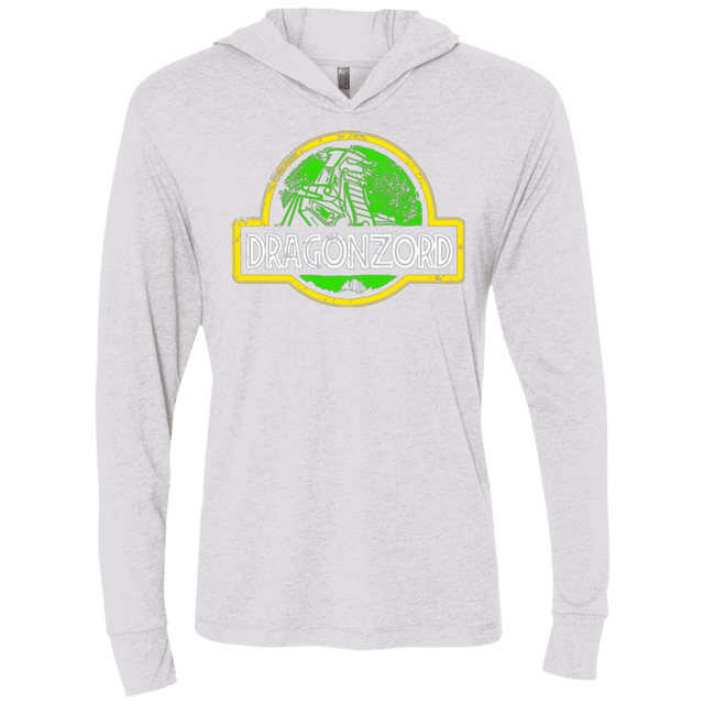 T-Shirts Heather White / X-Small Jurassic Power Green Triblend Long Sleeve Hoodie Tee
