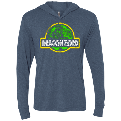 T-Shirts Indigo / X-Small Jurassic Power Green Triblend Long Sleeve Hoodie Tee