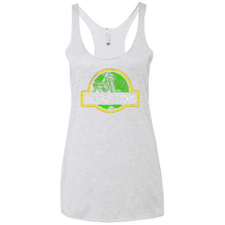 T-Shirts Heather White / X-Small Jurassic Power Green Women's Triblend Racerback Tank