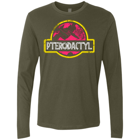 T-Shirts Military Green / Small Jurassic Power Pink Men's Premium Long Sleeve