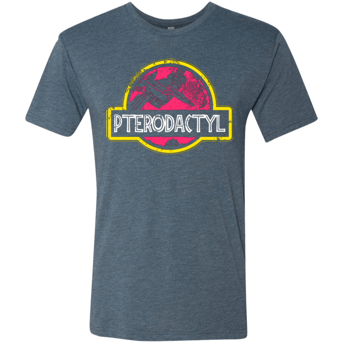T-Shirts Indigo / Small Jurassic Power Pink Men's Triblend T-Shirt
