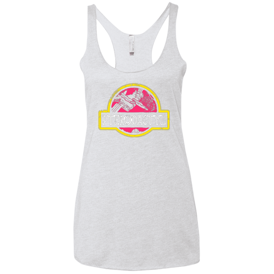 T-Shirts Heather White / X-Small Jurassic Power Pink Women's Triblend Racerback Tank