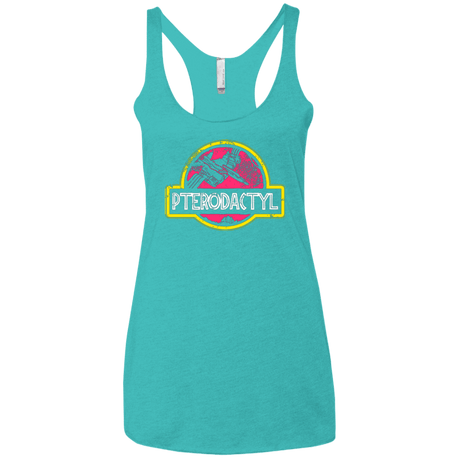T-Shirts Tahiti Blue / X-Small Jurassic Power Pink Women's Triblend Racerback Tank