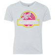 T-Shirts Heather White / YXS Jurassic Power Pink Youth Triblend T-Shirt