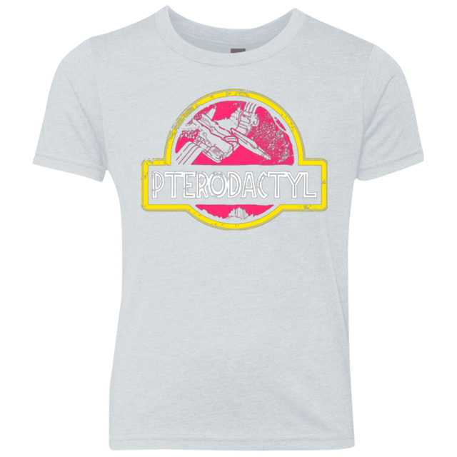 T-Shirts Heather White / YXS Jurassic Power Pink Youth Triblend T-Shirt