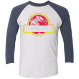 T-Shirts Heather White/Indigo / X-Small Jurassic Power Red Men's Triblend 3/4 Sleeve