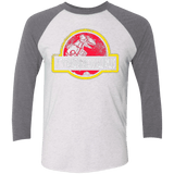 T-Shirts Heather White/Premium Heather / X-Small Jurassic Power Red Men's Triblend 3/4 Sleeve