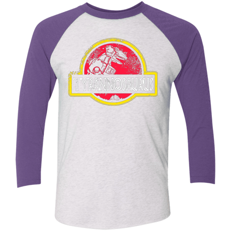 T-Shirts Heather White/Purple Rush / X-Small Jurassic Power Red Men's Triblend 3/4 Sleeve