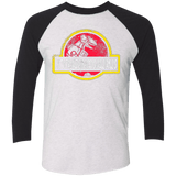 T-Shirts Heather White/Vintage Black / X-Small Jurassic Power Red Men's Triblend 3/4 Sleeve