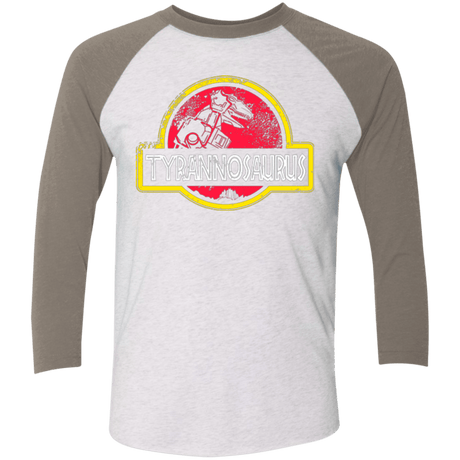 T-Shirts Heather White/Vintage Grey / X-Small Jurassic Power Red Men's Triblend 3/4 Sleeve