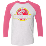 T-Shirts Heather White/Vintage Pink / X-Small Jurassic Power Red Men's Triblend 3/4 Sleeve