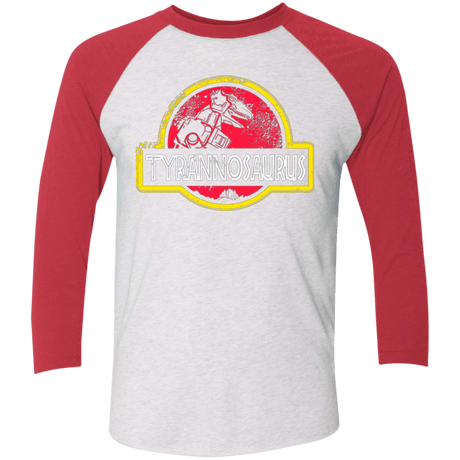 T-Shirts Heather White/Vintage Red / X-Small Jurassic Power Red Men's Triblend 3/4 Sleeve