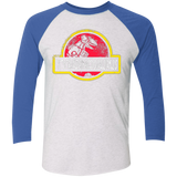 T-Shirts Heather White/Vintage Royal / X-Small Jurassic Power Red Men's Triblend 3/4 Sleeve