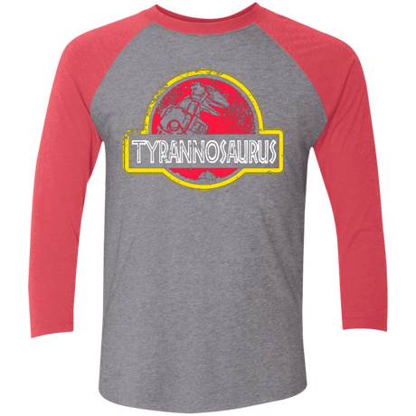 T-Shirts Premium Heather/ Vintage Red / X-Small Jurassic Power Red Men's Triblend 3/4 Sleeve