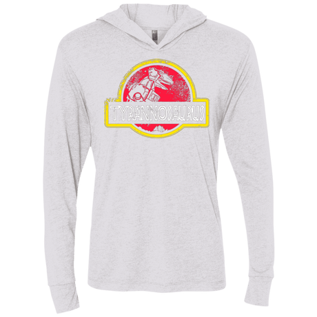 T-Shirts Heather White / X-Small Jurassic Power Red Triblend Long Sleeve Hoodie Tee