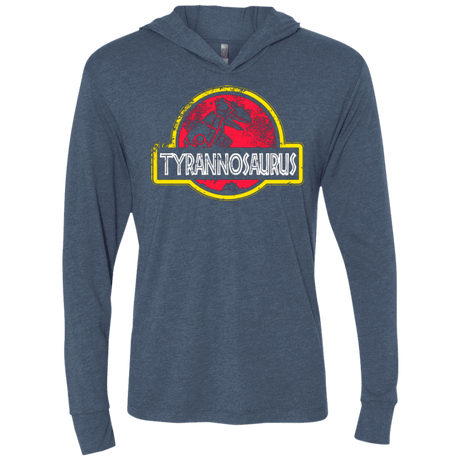T-Shirts Indigo / X-Small Jurassic Power Red Triblend Long Sleeve Hoodie Tee