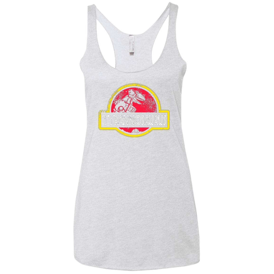 T-Shirts Heather White / X-Small Jurassic Power Red Women's Triblend Racerback Tank